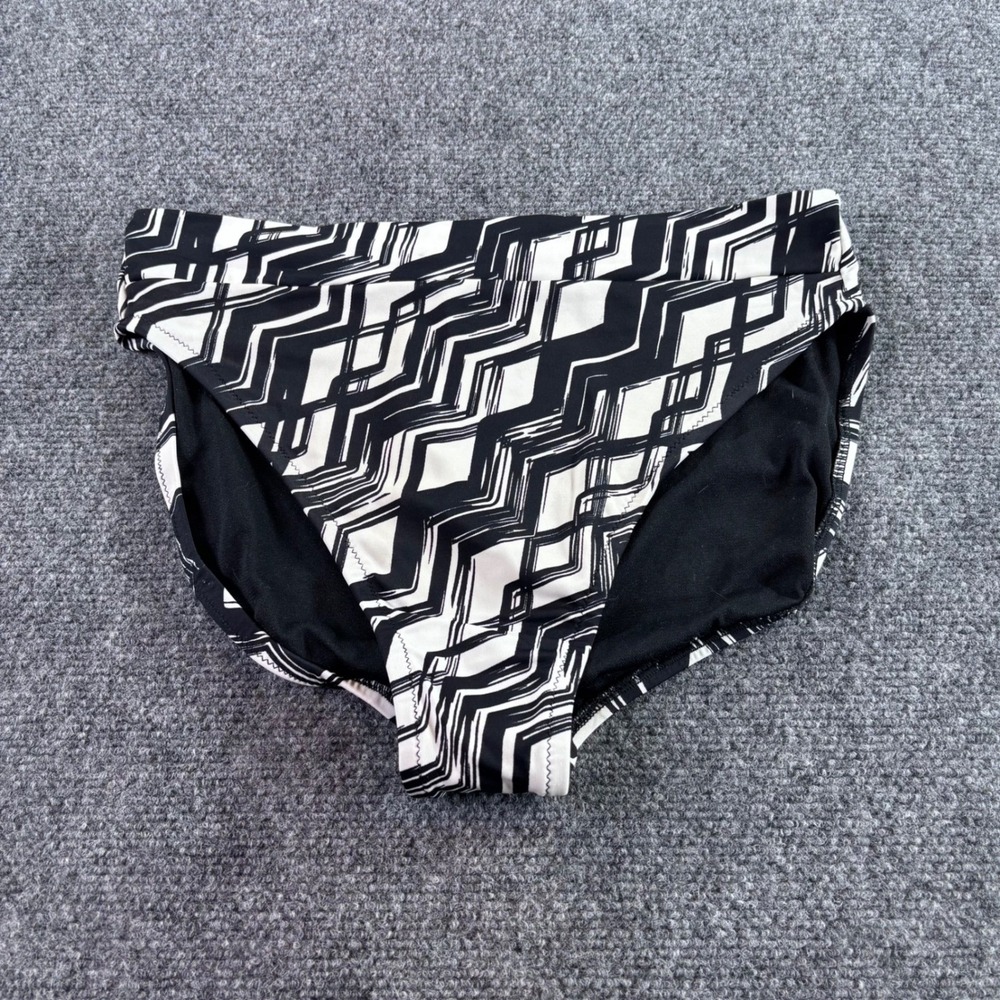 What Women Want Bikini Bottoms Womens L Black‎ White Chevron High Waist Swimwear